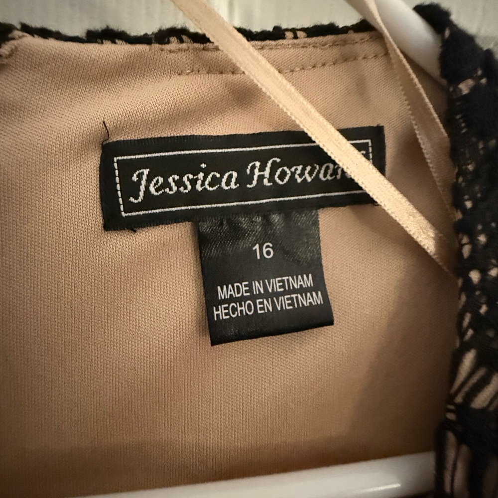 Jessica Howard Black and Nude Lace Dress